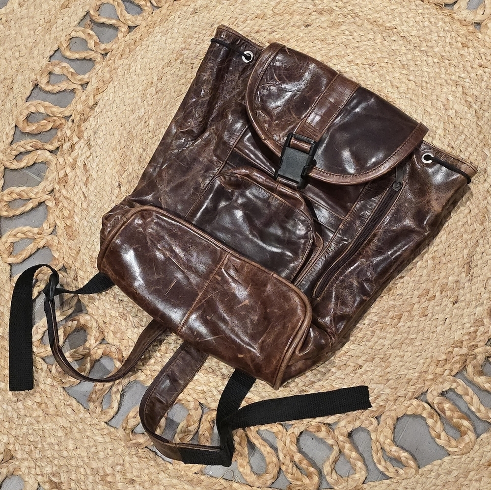 Vintage Brown Leather Backpack